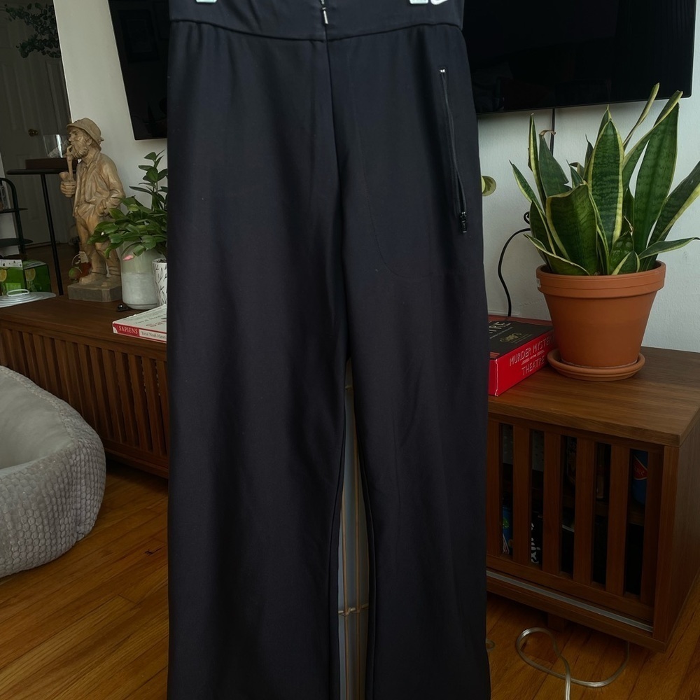 Nike Black Dri-FIT Athletic Pants Lounge Yoga Pants High Rise Zip Front GOLF